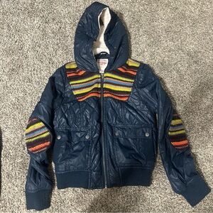 Mossimo Supply Co. Navy Kids Puffer Jacket with Stripes